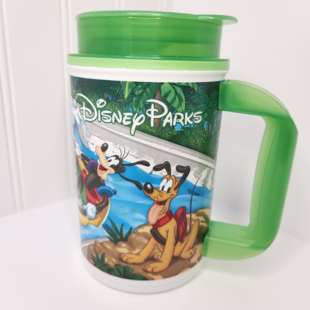 Disney Parks Rapid Fill Travel Mug Unisex Green Plastic Mickey Minnie Souvenir